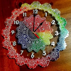 Handmade Tie Dye Resin Clock